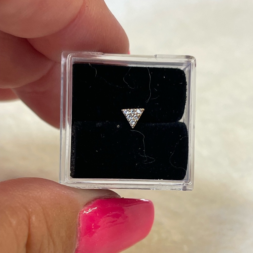 Invictus 14K Yellow Gold Gemmed Tringle Threadless End Clear CZ